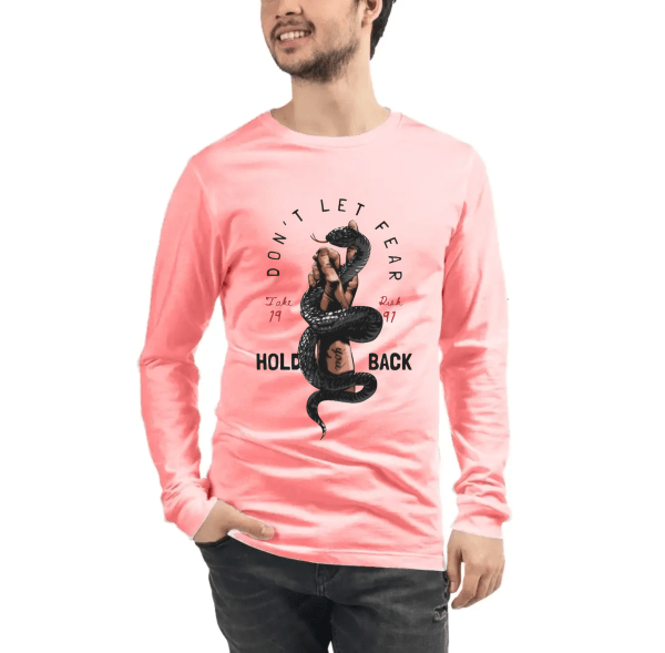 DON'T LET FEAR HOLD BACK Motivational Aesthetic Long Sleeve T-Shirt - Image 4